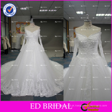 ED Bridal Fabricante Custom Made Off Shoulder Long Sleeve Vestido de noiva Lucury Wedding Dress